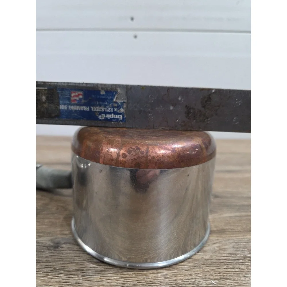 Vintage 1801 Revere Ware 1 1/2 Qt Copper Bottom Pan Pot w/Lid Clinton IL USA